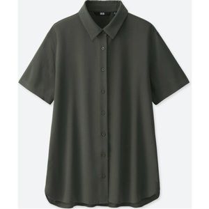 Uniqlo Rayon Short-Sleeve Button Down Blouse